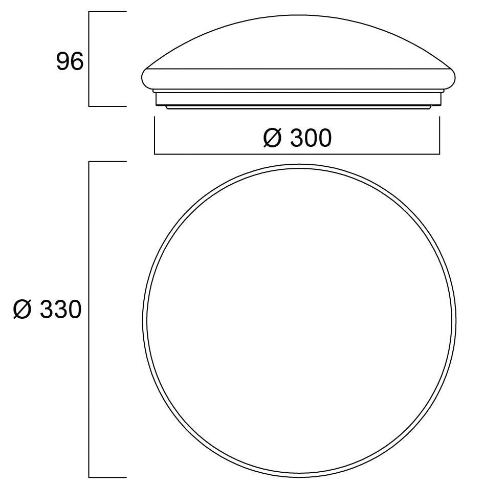LED-Kunststoffleuchte START 18W 1550lm 3000-4000K ws Konv IP44 Ø330x96mm