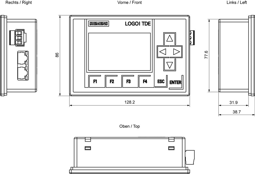Text-Panel LCD mit Hinter LOGO! UC 2HW/IE LCD mit Hintergrundbeleuchtung