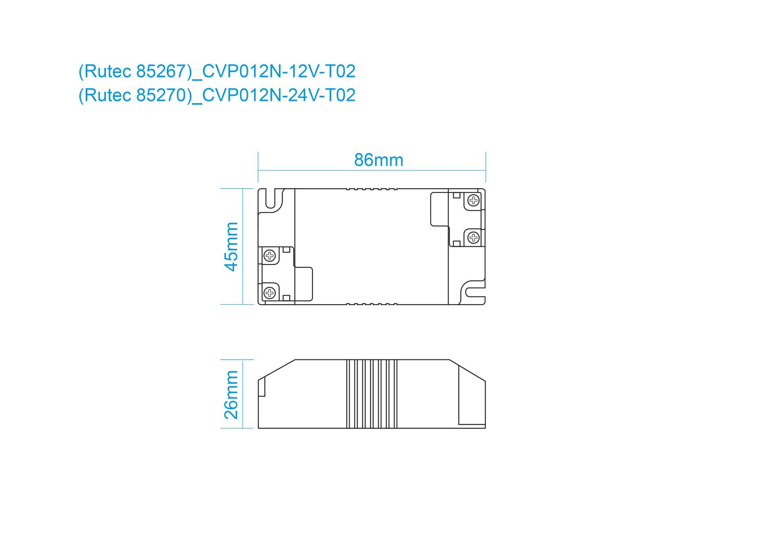 LED-Trafo 12W 1000mA 12V IP20 Kstgeh stat 86x45x26mm