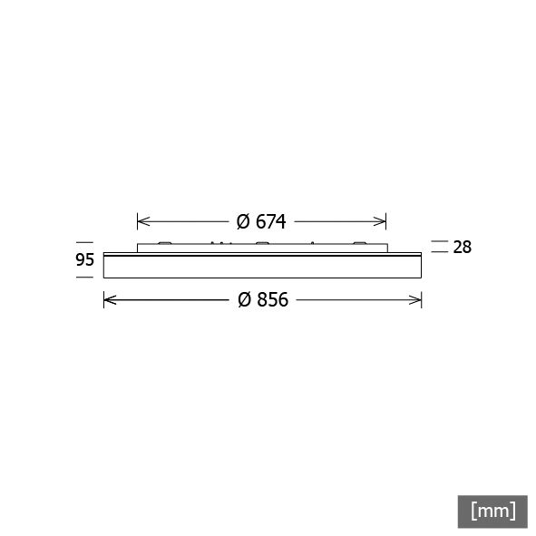 LED-Kunststoffleuchte Lunata 76,7W 3000K 8510lm sw Dimmung DALI IP20 Ø856x92mm