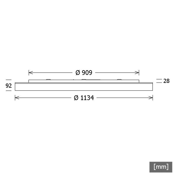 LED-Kunststoffleuchte Lunata 116,2W sw 3000K 13970lm Konv Dimmung DALI IP20