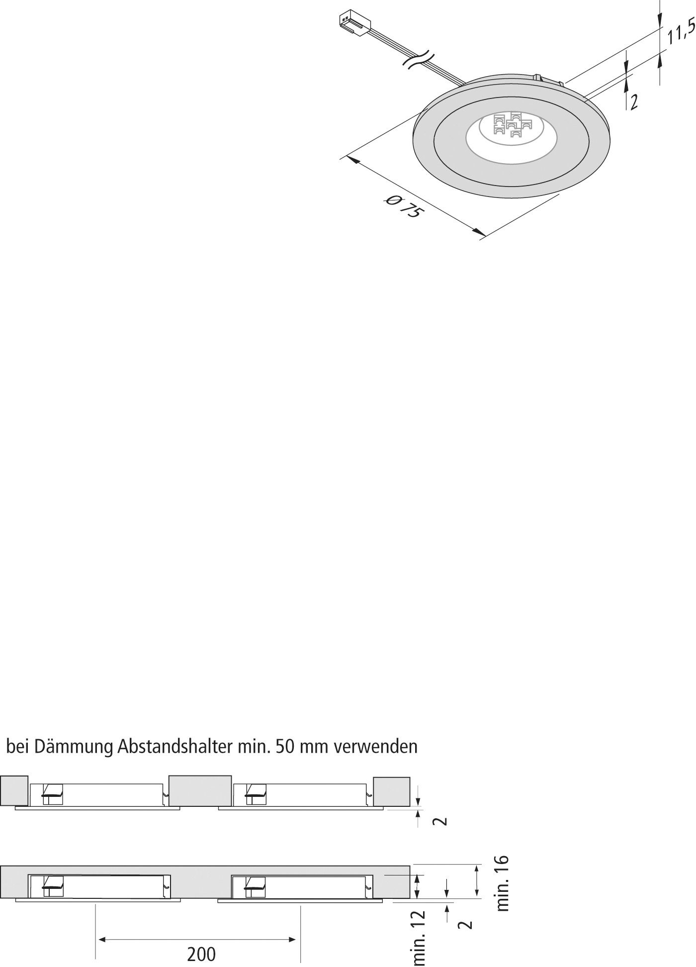 LED-Einbaustrahler 4W 3000K 300lm Konv sw 1LED Alu IP20 gebürstet RF:matt