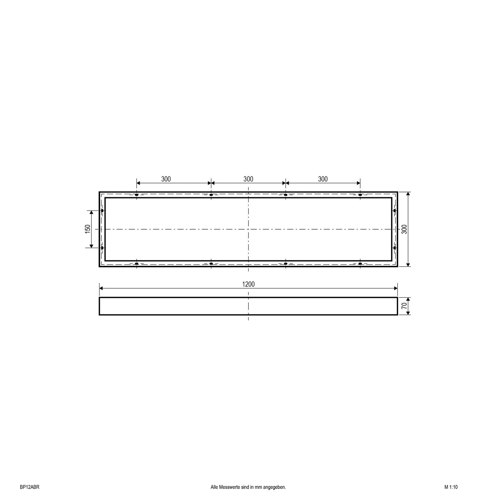 Aufbaurahmen ws Alu L1200mm B300mm H70mm