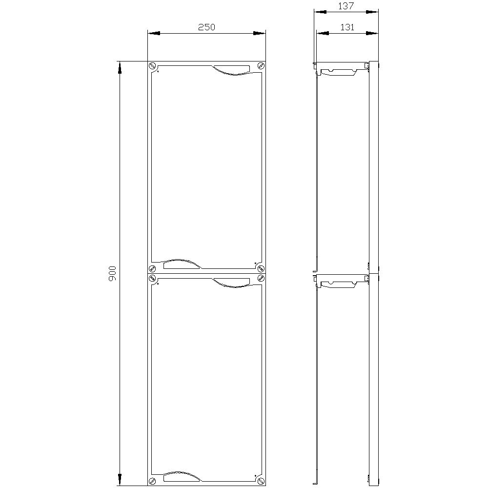 Montageplatte Verteiler ST vz 900x250mm Lochung