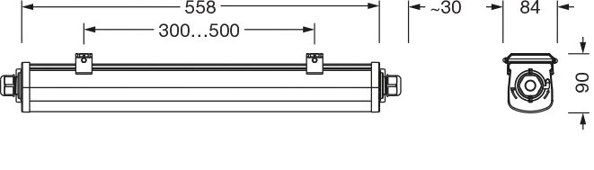 LED-Feuchtraumleuchte Monsun31 19W 4000K 2300lm gr Konv Dimmung DALI IP66