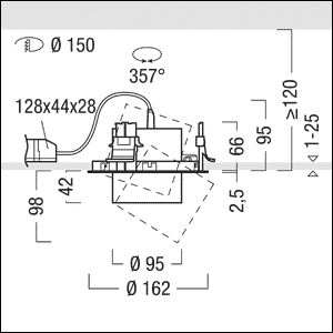 LED-Einbaustrahler 30W VIVO II 3000K Alu 2600lm Konv 1LED IP20 ws mt Ø/EB150mm