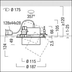 LED-Einbaustrahler 34W VIVO II 3000K Alu 3600lm sw 1LED IP20 mt RF:hochglänzend