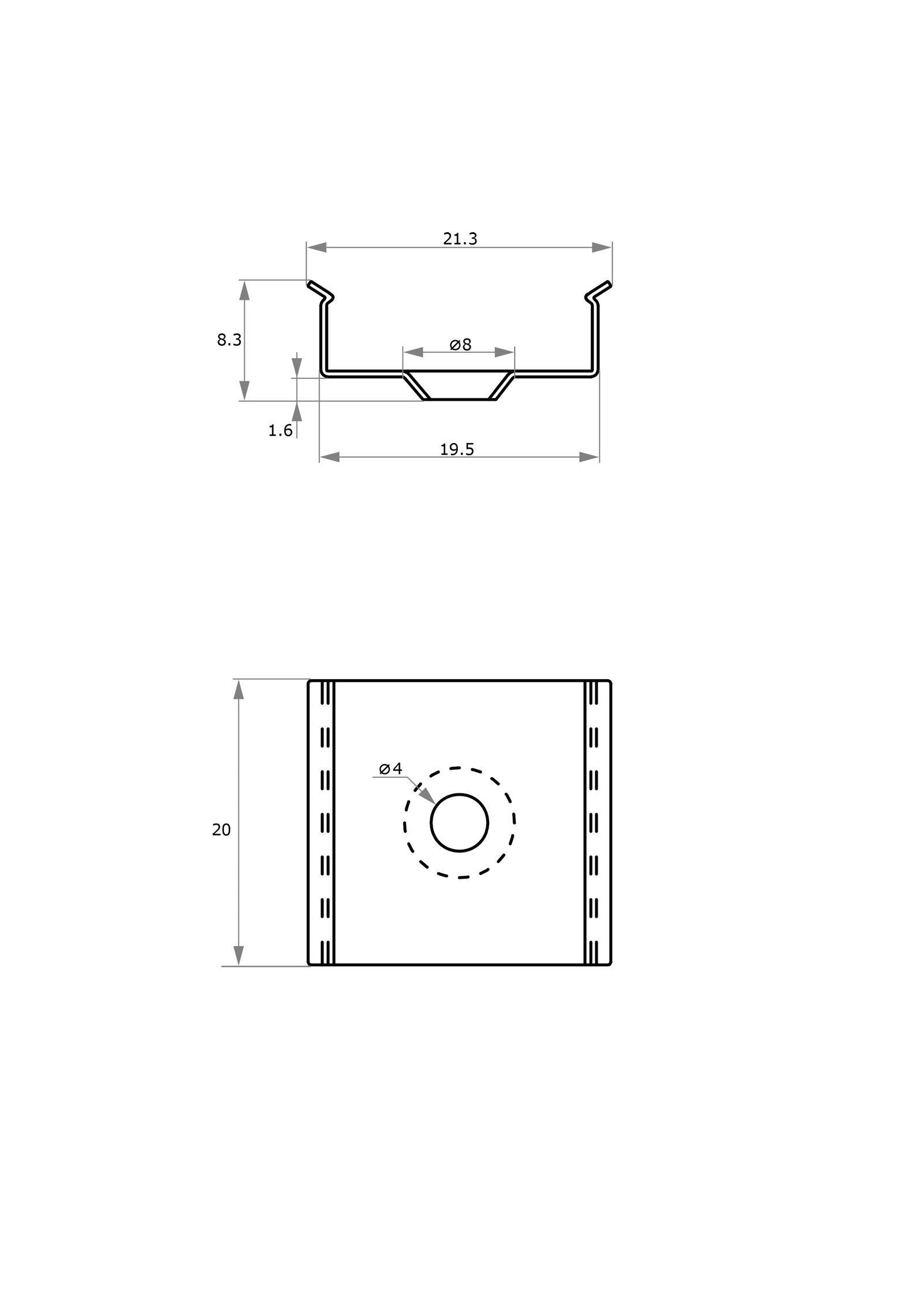 Montageklammer alu VARDAflex Eco AC L20mm B19,5mm H8,3mm