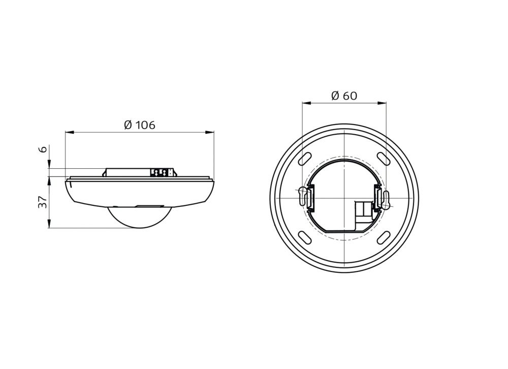 Präsenzmelder-Bus KNX UP rws 360° v360° 1,1m Unterkriechschutz Reichweite: 3m