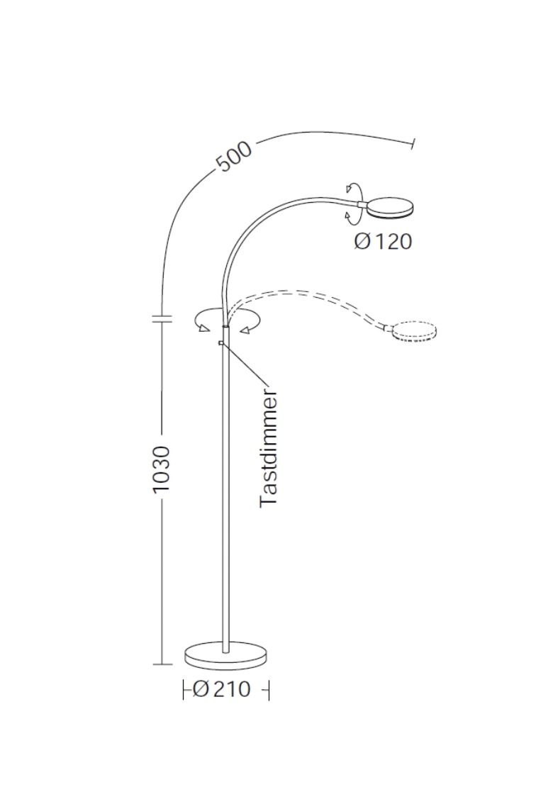 LED-Stehleuchte 19W FLEX 2700K 2200lm Konv 1LED elektr.Trafo direkt m.Schalter