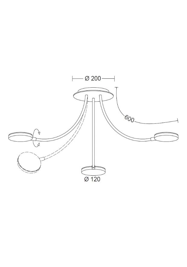 LED-Deckenanbauleuchte FLEX 36W 2700K 3390lm ms messing Konv IP20 Ø200x600mm