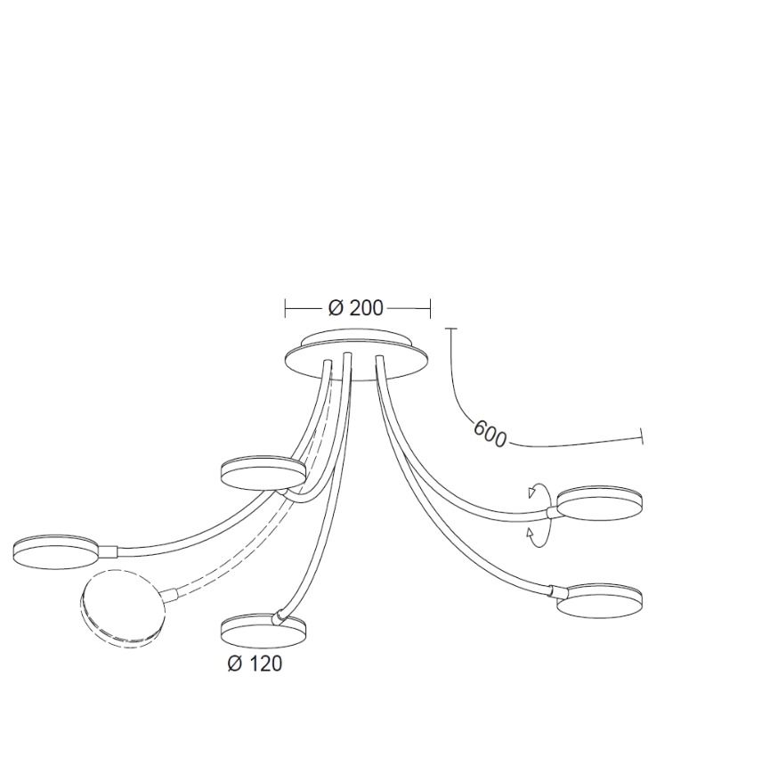LED-Deckenanbauleuchte FLEX 60W 2700K 5650lm pt Konv IP20 Ø200x600mm