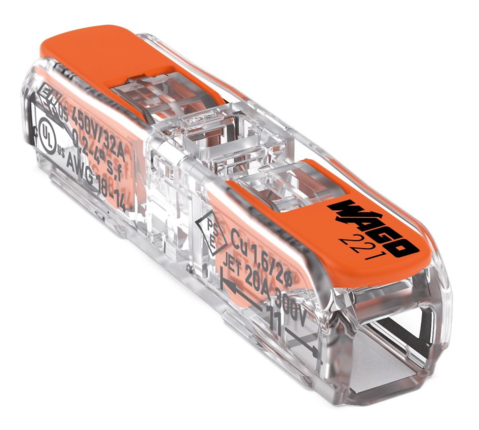 Steckklemme 2f 450V 32A Serie 221 0,2-4qmm m.BetätiHebel f.Massivleiter