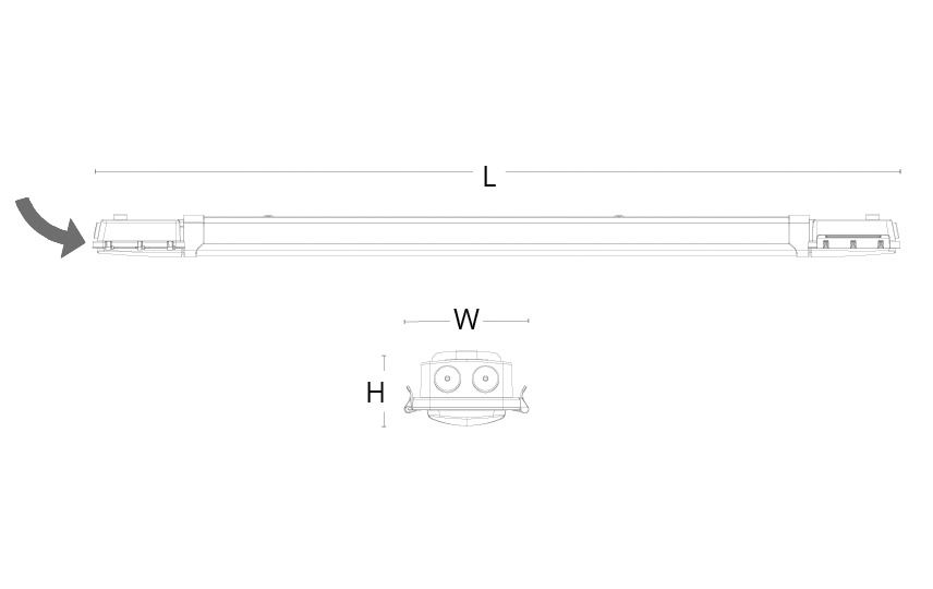 LED-Wannenleuchte FARM 47W 4000K 5720lm gr Konv IP66 1460x112x67mm