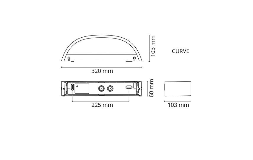 LED-Up/Down Leuchte CURVE 10W 2700K Konv 560lm graphit IP65 103x320x60mm