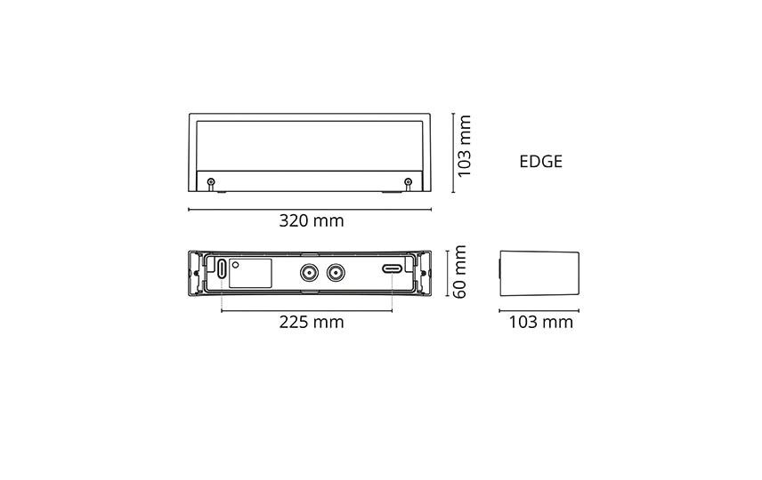LED-Up/Down Leuchte EDGE 10W 2700K 595lm graphit Konv IP65 103x320x60mm