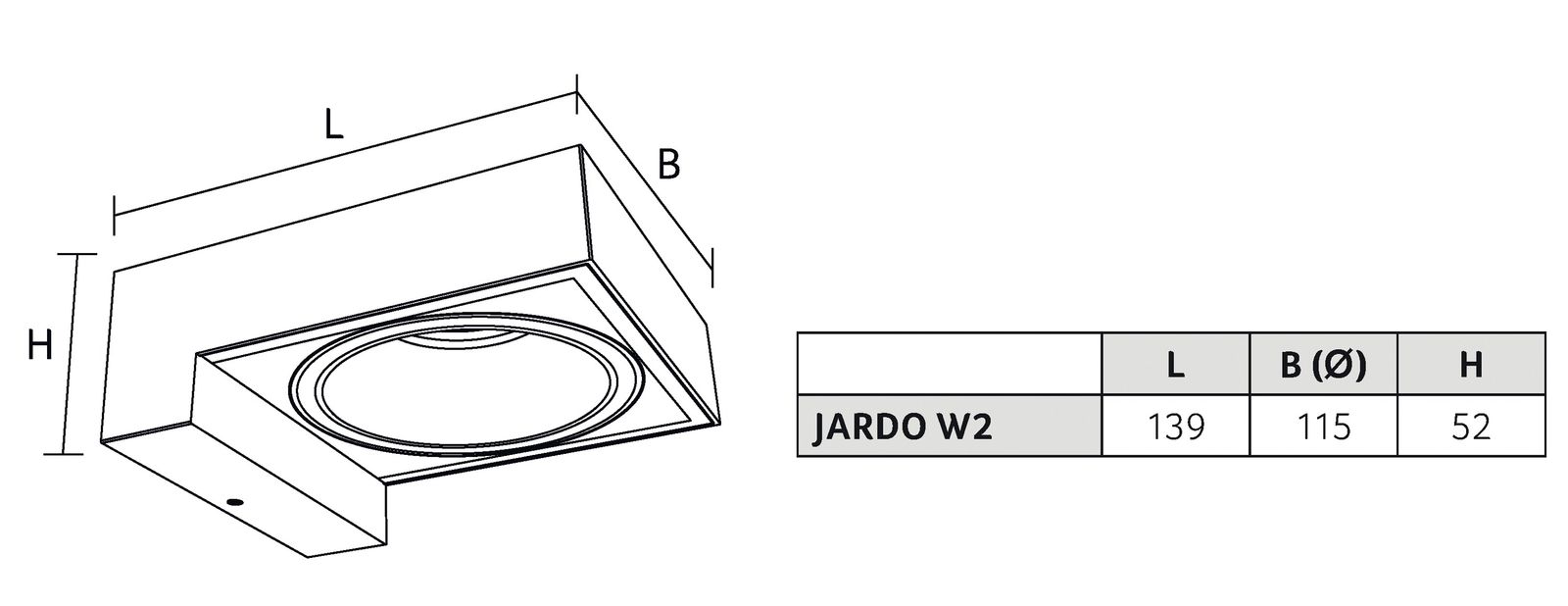 LED-Wandanbauleuchte JARDO 8W 3000K Konv 600lm sw IP65 139x115x52mm