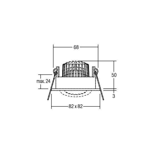LED-Einbaustrahler 6W 3000K 730lm Konv sw mt 1LED Alu IP65 RF:hochglänzend