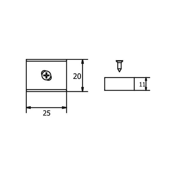 Befestigungsset sw Alu L25mm B20mm H11mm