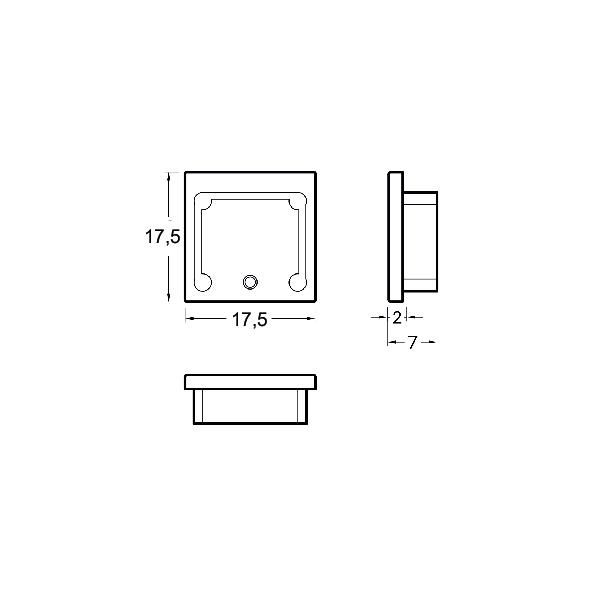 Endkappe gr Kst L17,6mm B15,9mm