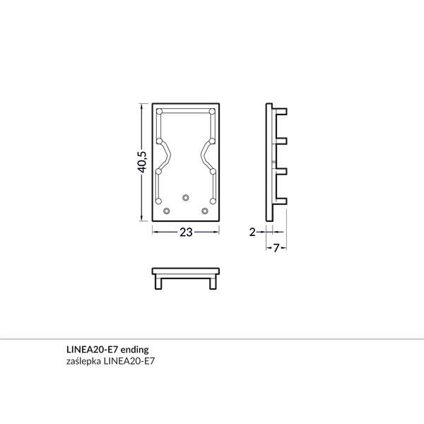 Endkappe sw Kst L40,5mm B23mm H2mm