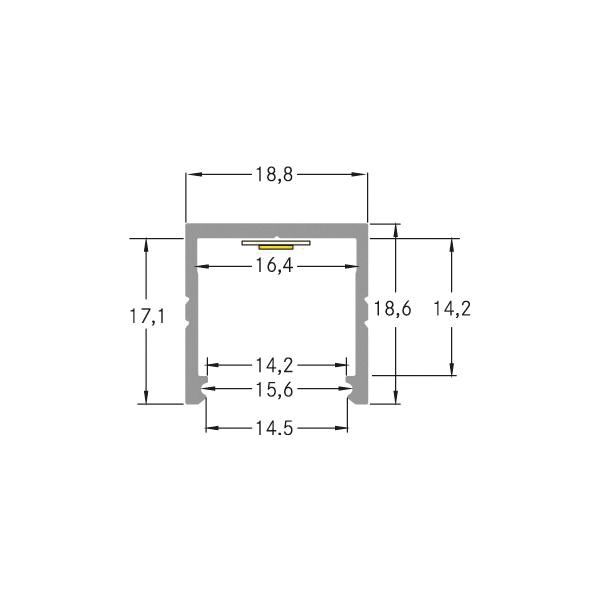 Anbauprofil alu Alu 2000x18,8x17,1mm