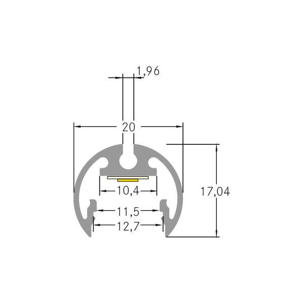 Anbauprofil alu Alu 100x20x17,04mm