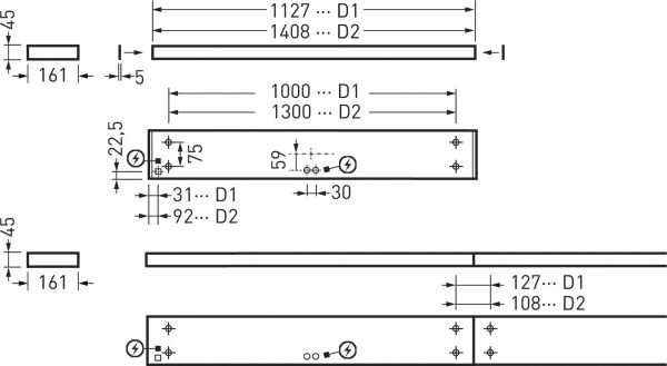 LED-Wannenleuchte 37W 4000K 4700lm si Konv Dimmung DALI IP20 1500x161x48mm
