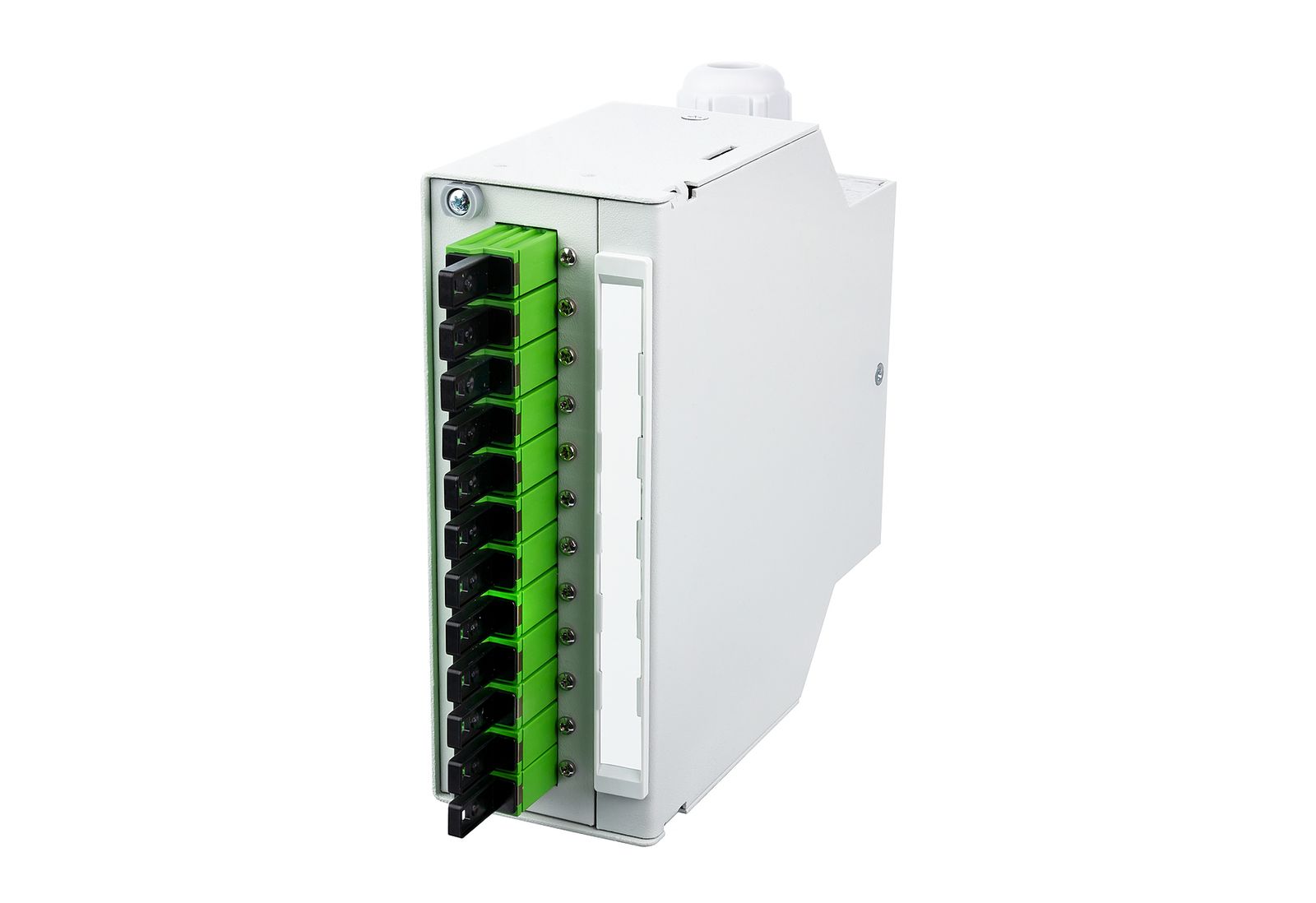 LWL-Patchpanel APC 12f E2000 Hutschiene OS2 APC-Ausführung m.Pigtails max:12f
