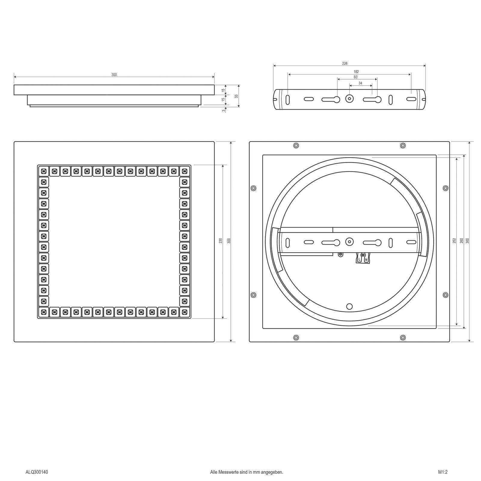 LED-Anbauleuchte 15W 4000K 1710lm ws Konv Dimmung Phasenabschnitt IP20