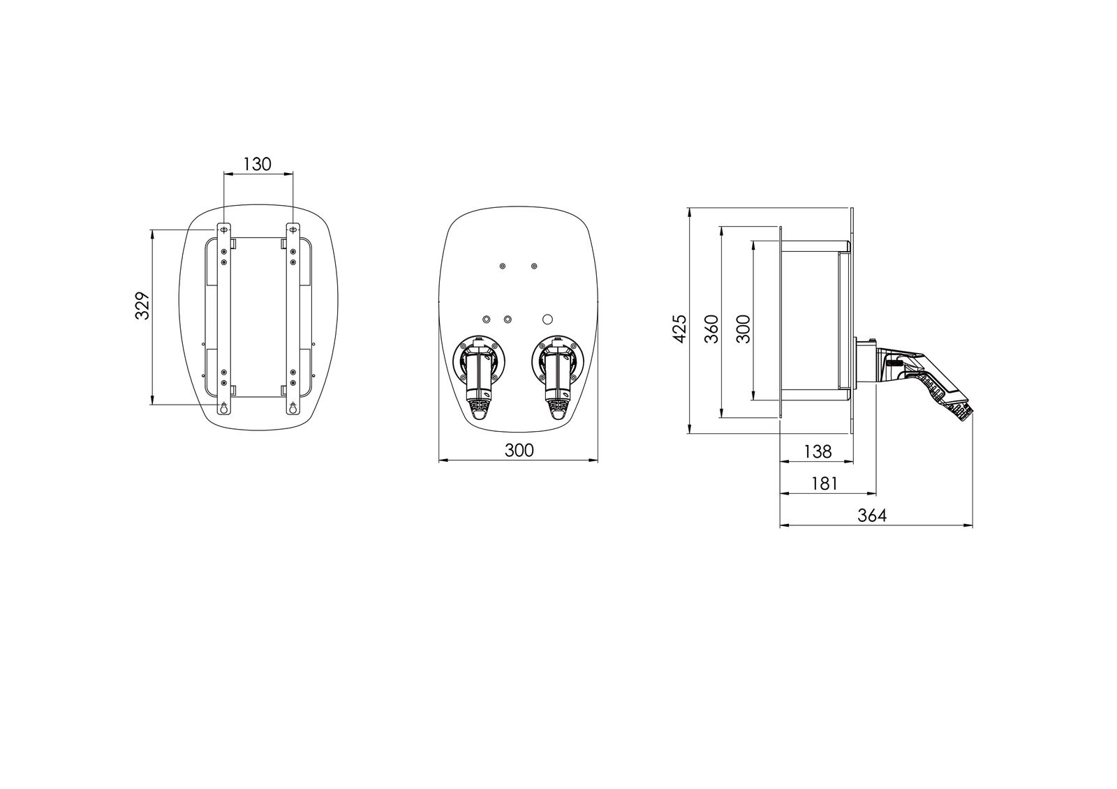 Wallbox 22kVA 3ph L5,5m 2f 11kW/Ladep IP65 300x425x364mm Wandmont Kst IK08