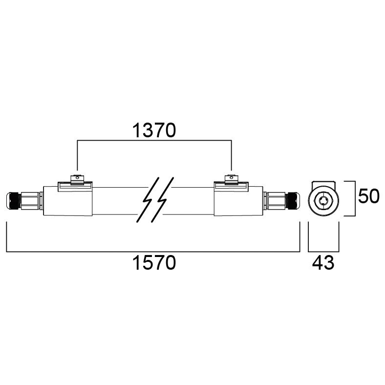 LED-Deckenanbauleuchte 23W 4000K 3300lm ws Konv IP65 1570x43x50mm