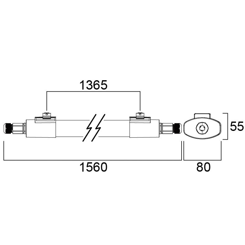 LED-Deckenanbauleuchte 42W 4000K 6000lm ws Konv IP65 1560x80x55mm
