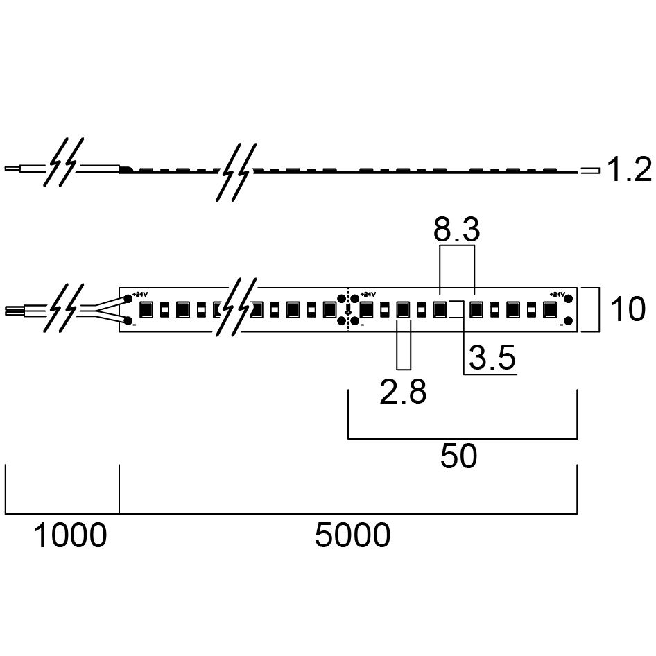 LED-Lichtband 9,6W/m ws 3000K 120Stk/m IP20 LED nicht austauschbar 5000mm DC
