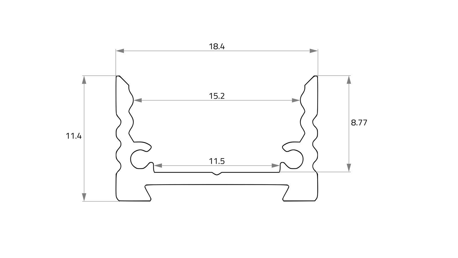 Einbauprofil alu Alu 3000x18,4x11,4mm