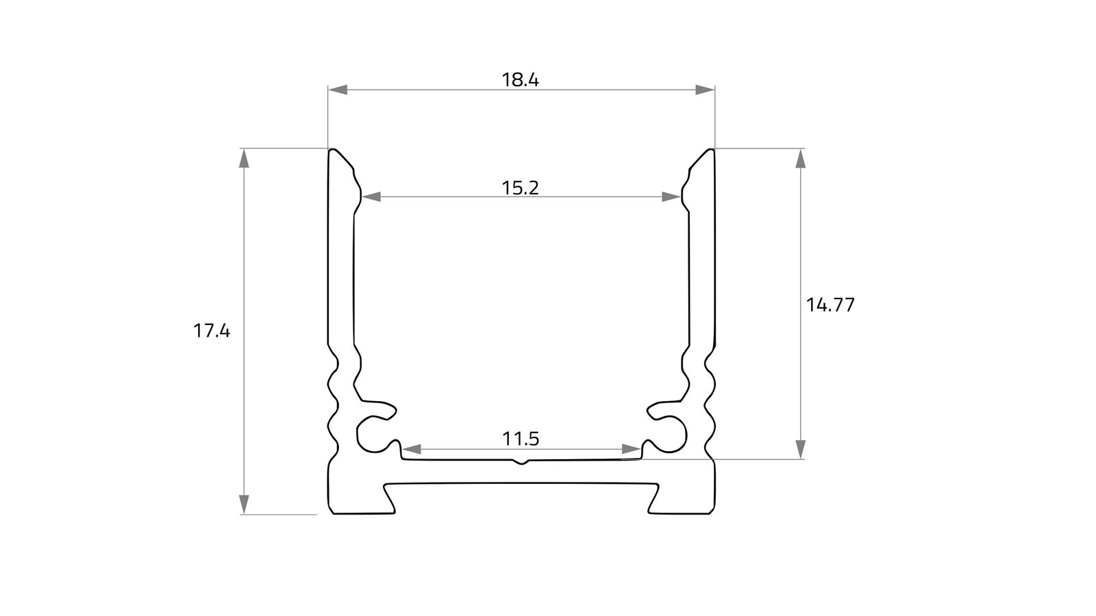 Einbauprofil Alu 2000x18,4x17,4mm