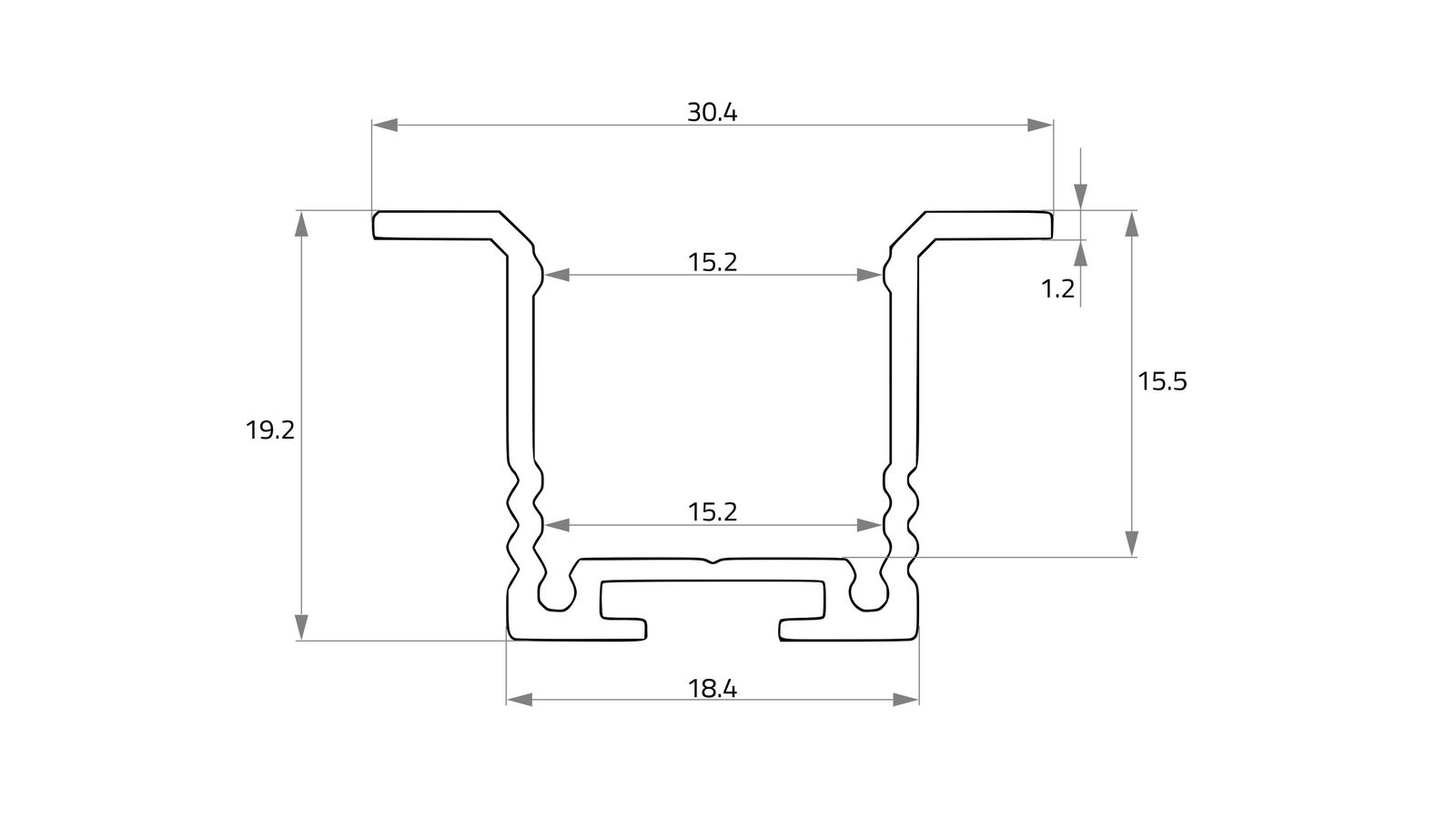 Einbauprofil Alu 3000x30,4x19,2mm