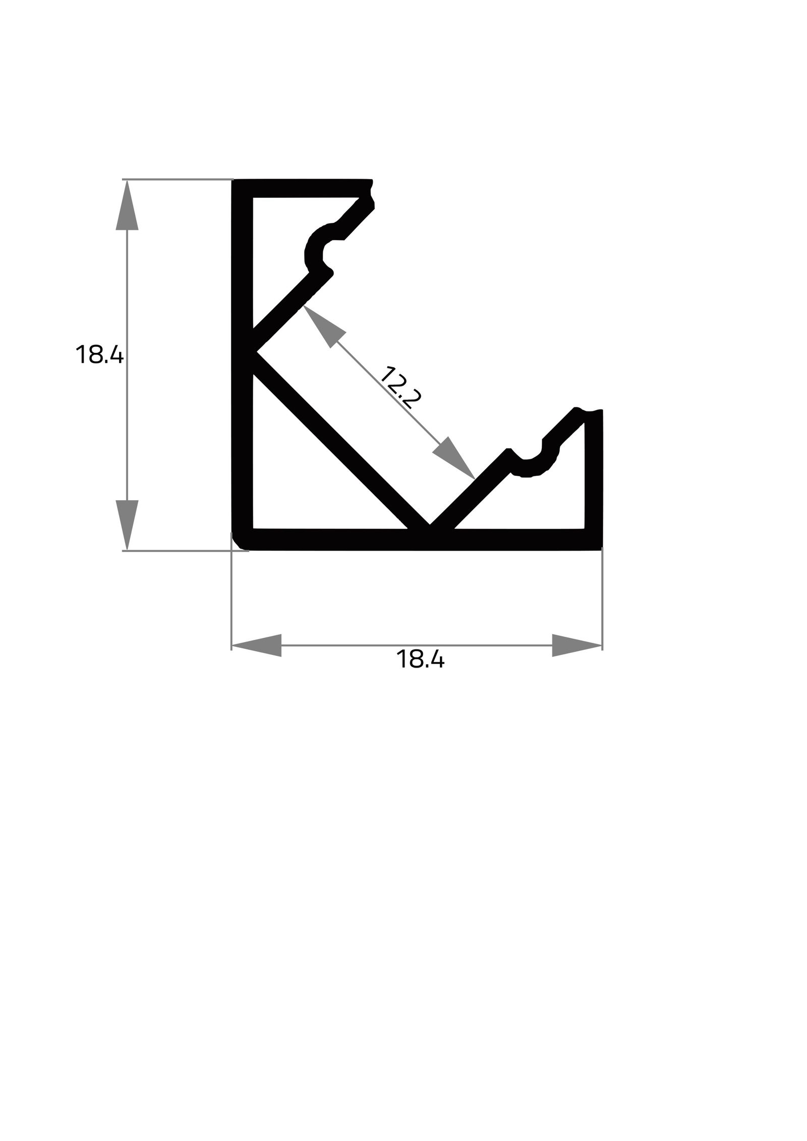 Eckprofil sw Alu 2000x18,4x18,4mm