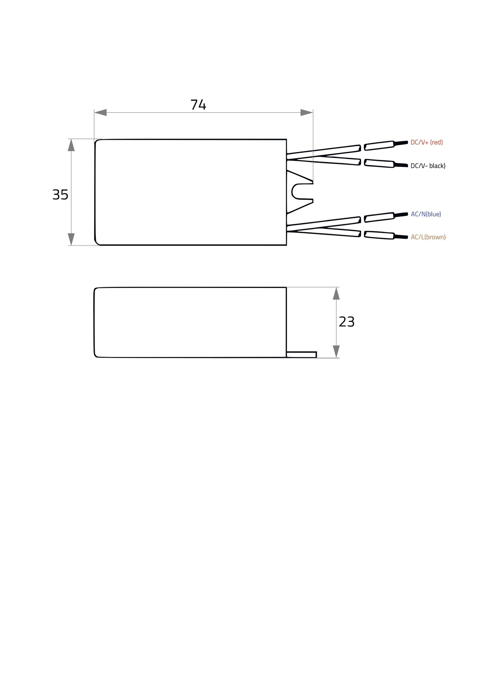 LED-Trafo 3-6W 700mA 12V IP65 Kstgeh dyn 74x35x23mm