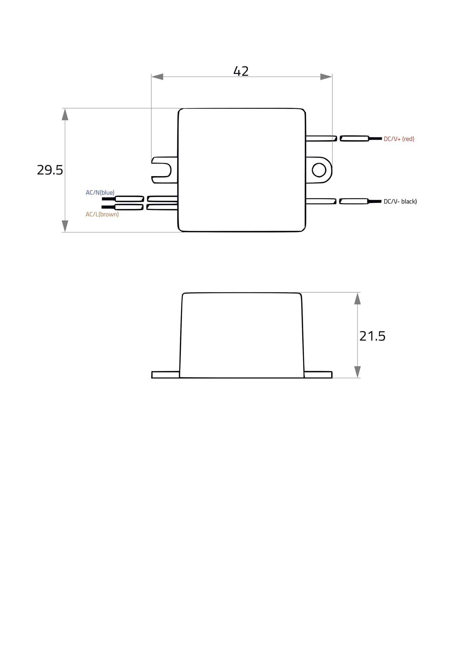 LED-Trafo 2-4W 350mA 14V IP65 Kstgeh dyn 42x29,5x21,5mm