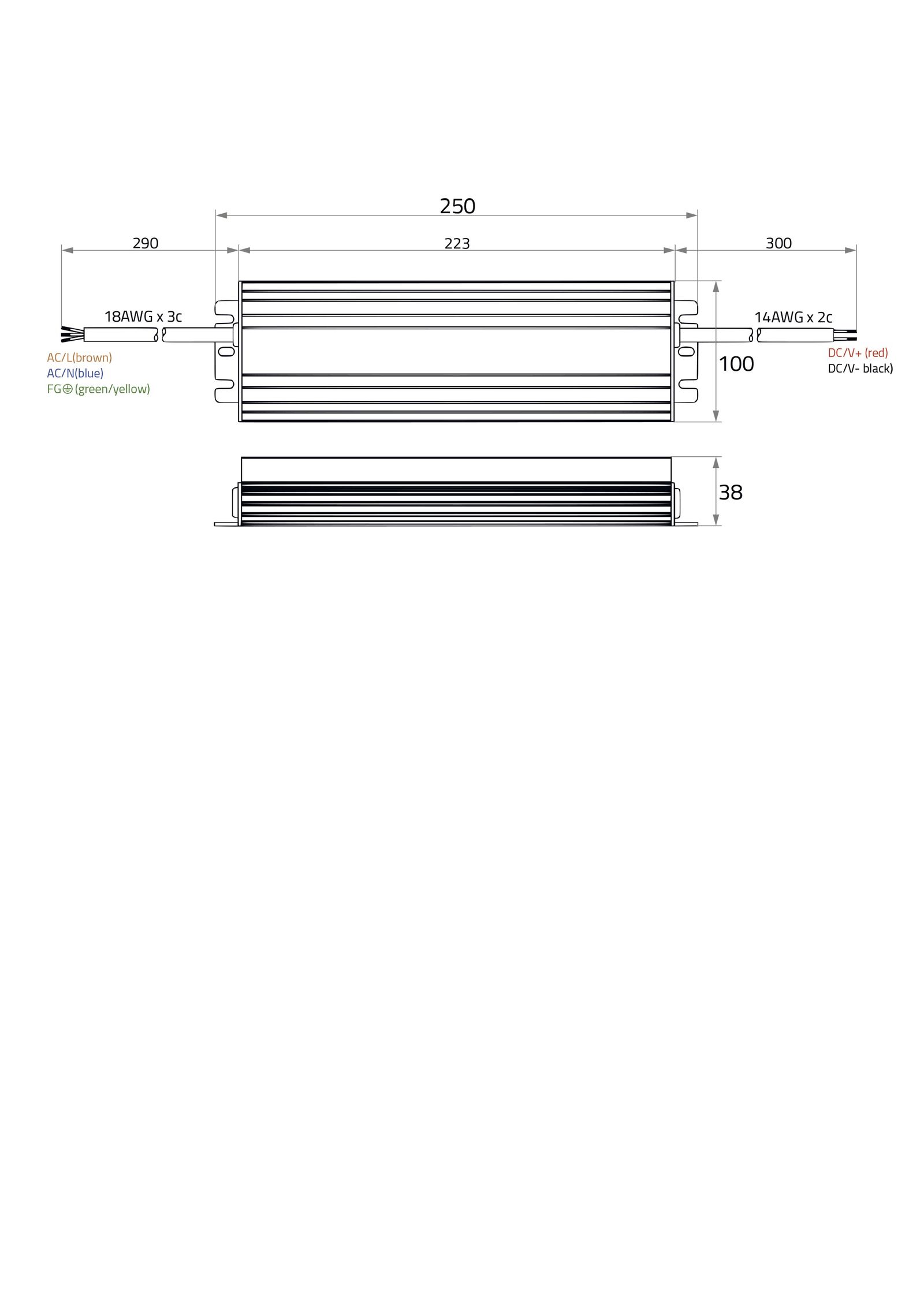 LED-Trafo 300W 12500mA 24V IP67 stat Metallgeh 250x100x38mm