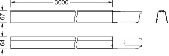 Tragschiene Lichtband 2-l Licross IP64 sw 2-längig L=3000mm