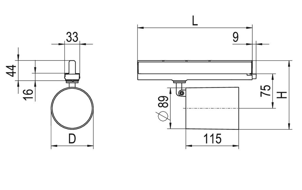 LED-Schienenstrahler 27W 3000K 2990lm Konv ws glz 1LED Alu IP20 3Ph