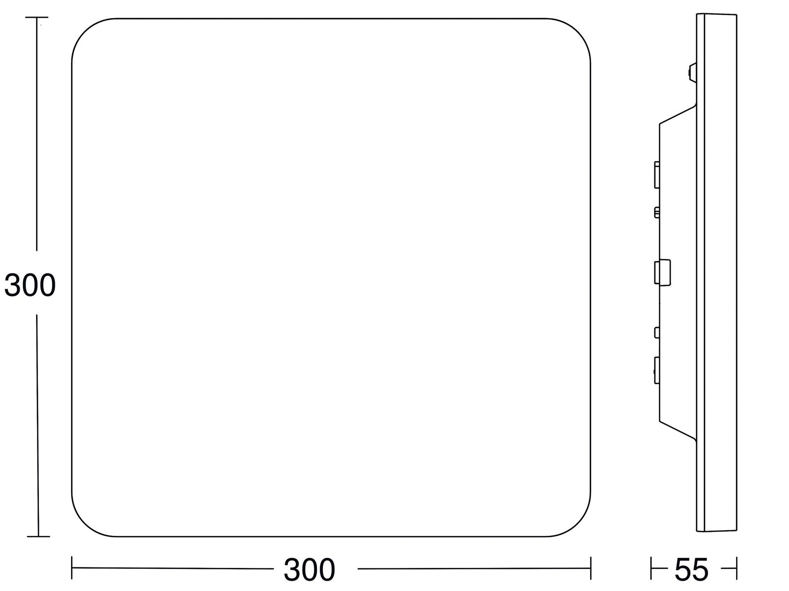 LED-Sensorleuchte 16W 3000K 1826lm ws Konv IP40 BWM 300x300x52mm