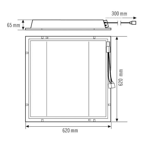 LED-Panel 620x620mm CELINE 33W 3000K ws 4100lm Konv Dimmung DALI IP20
