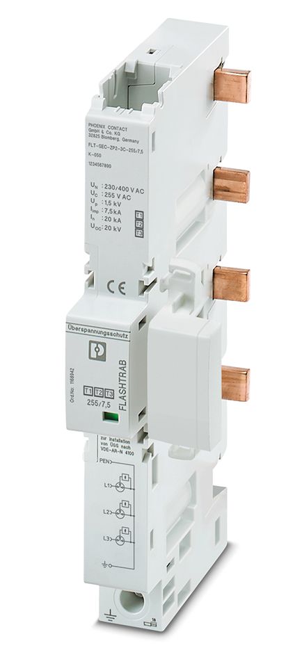Blitzstromableiter TN-C 230VAC 1,5kV VDC Sammelsch Netzform TN-C 25kA opt