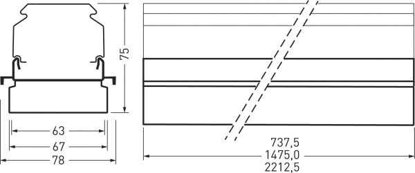 LED-Geräteträger 40W 3000K 6000lm 1LED Konv elektr.Trafo IP50 ws 67x1474x63mm