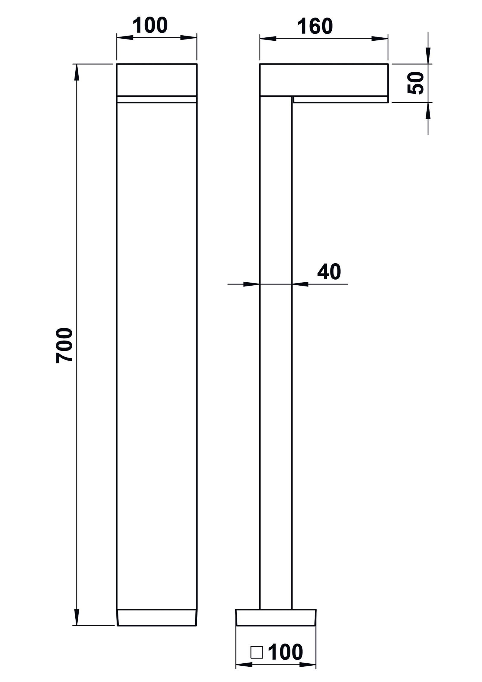 LED-Pollerleuchte 10W IP54 3000K 900lm si Alu 1LED Kst_opal