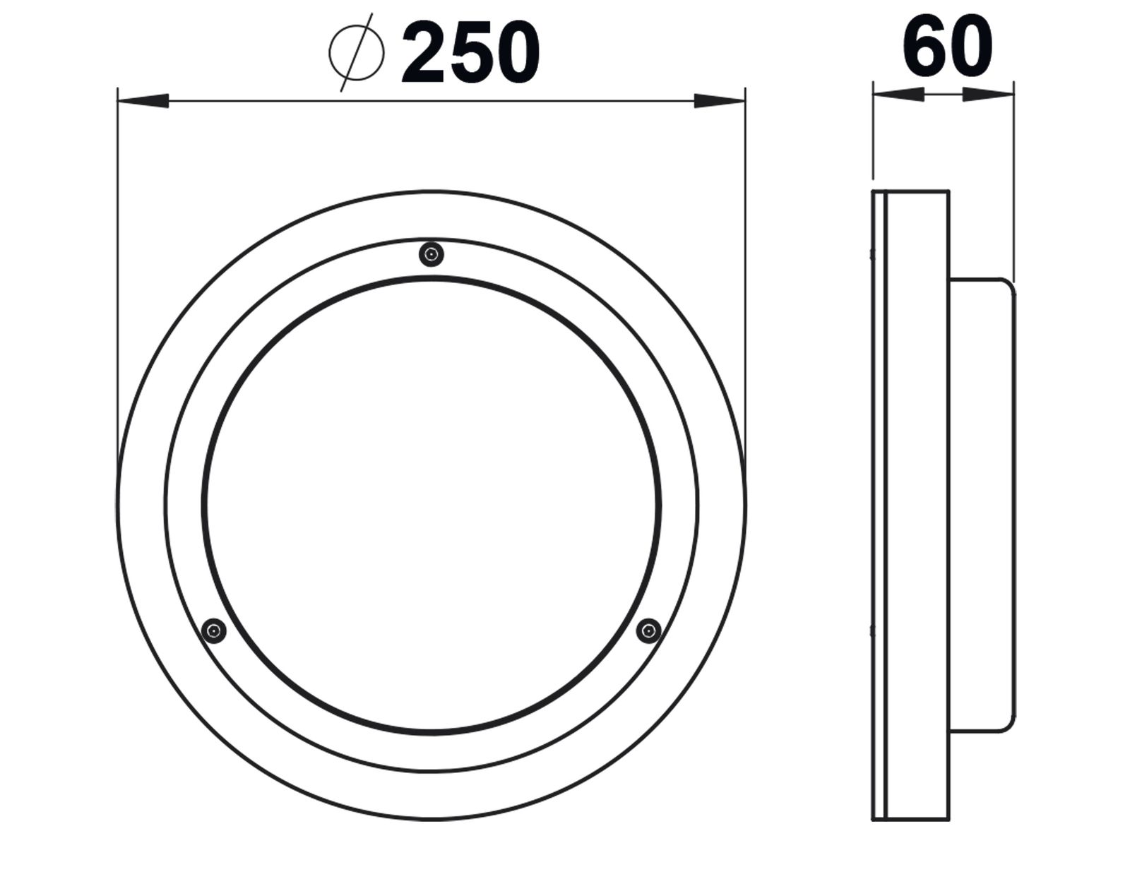 LED-Glasleuchte 12W 3000K 1200lm si Konv IP54 Ø260x60mm