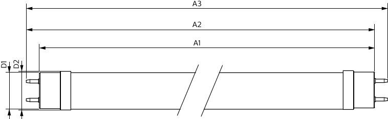 LED-Röhrenlampe G13 T8 15,5W 6500K ws UC 2500lm C mattiert 240° Ø28x1205,3mm